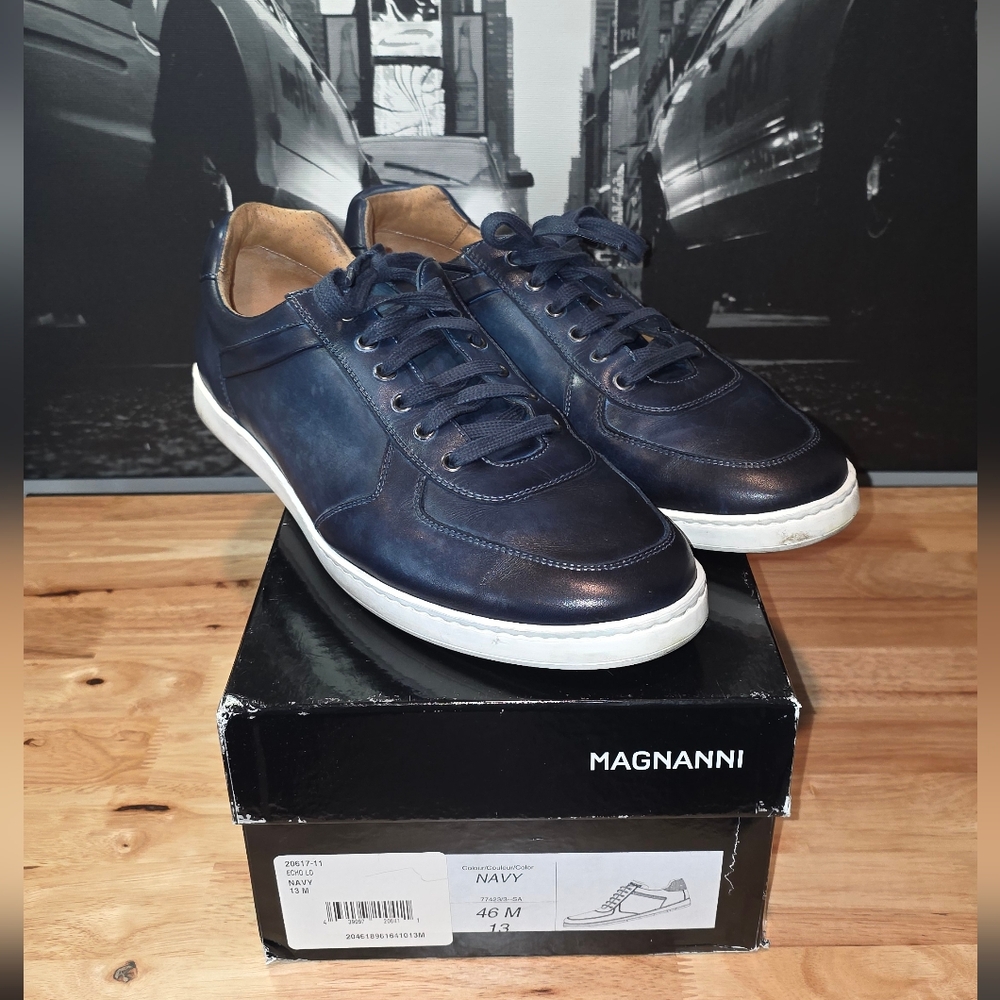 Magnanni Franco Lo Navy Leather Sneakers 13M